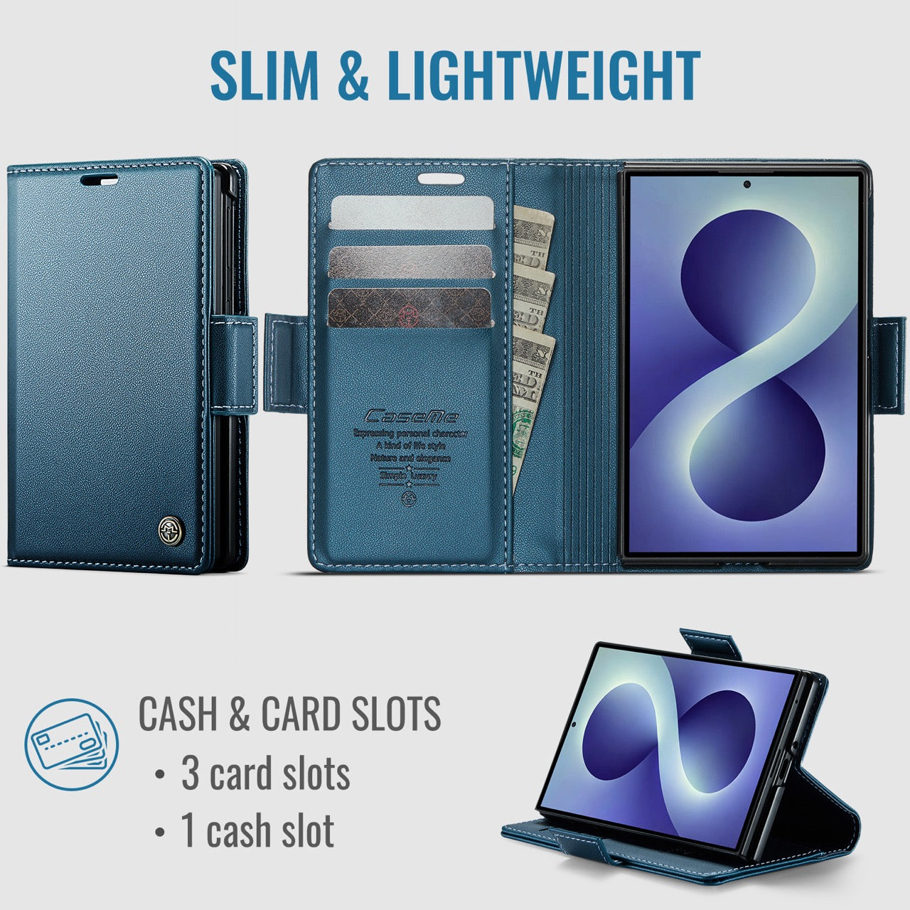 Samsung Galaxy Z Fold 8 CaseMe Retro Wallet Case [Navy]