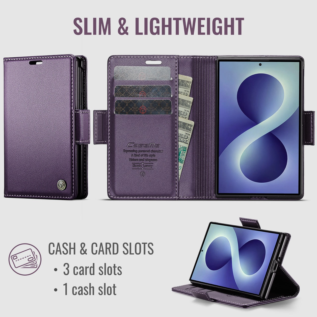 Samsung Galaxy Z Fold 8 CaseMe Retro Wallet Case [Purple]