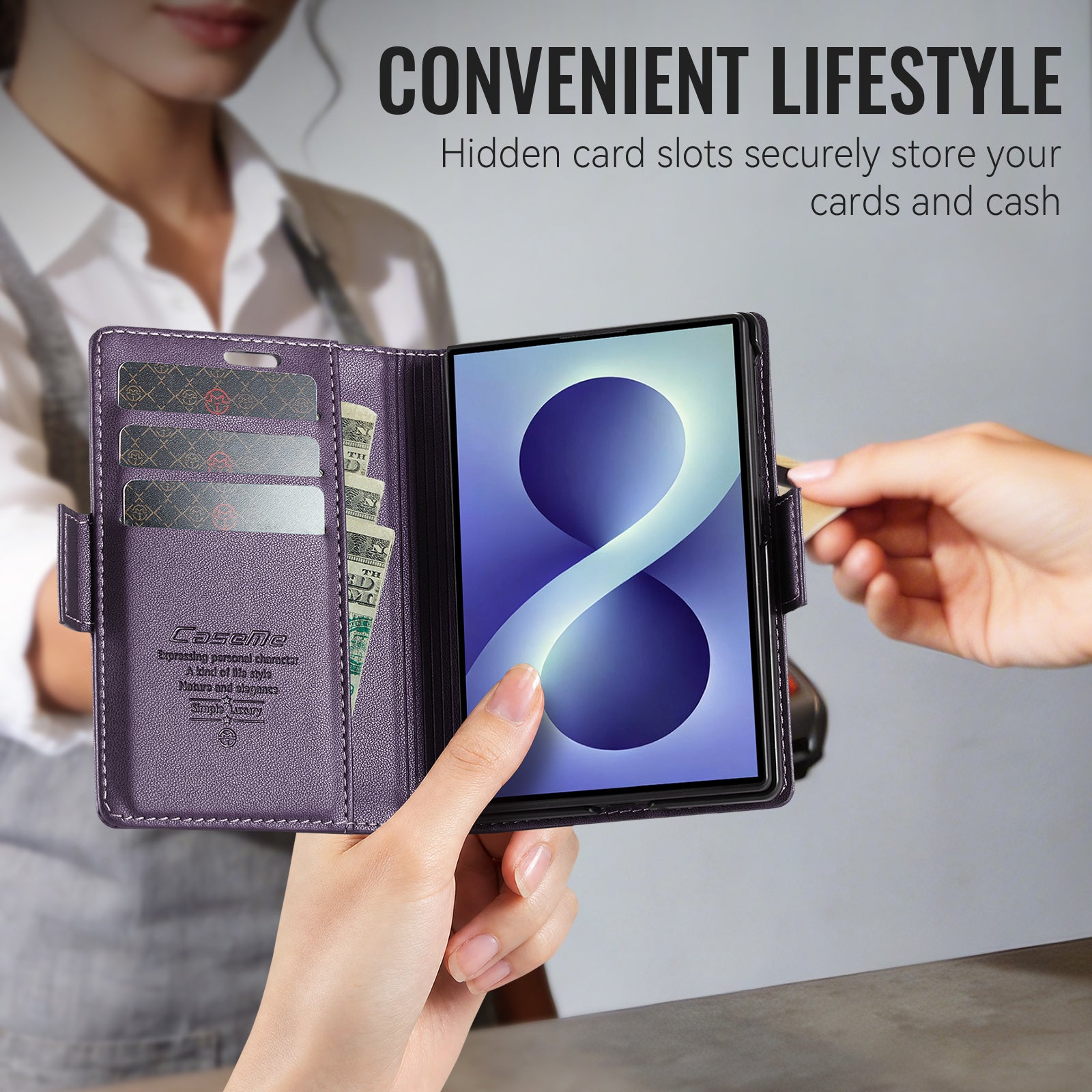 Samsung Galaxy Z Fold 8 CaseMe Retro Wallet Case [Purple]
