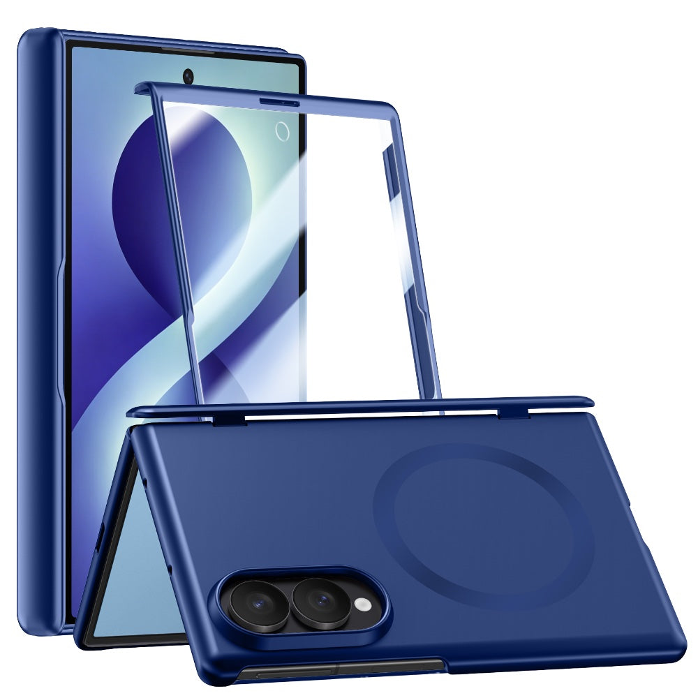 Samsung Galaxy Z Fold 8 Magnetic Skin-Feel Case - Hinge Shield with Built-in Glass [Navy]