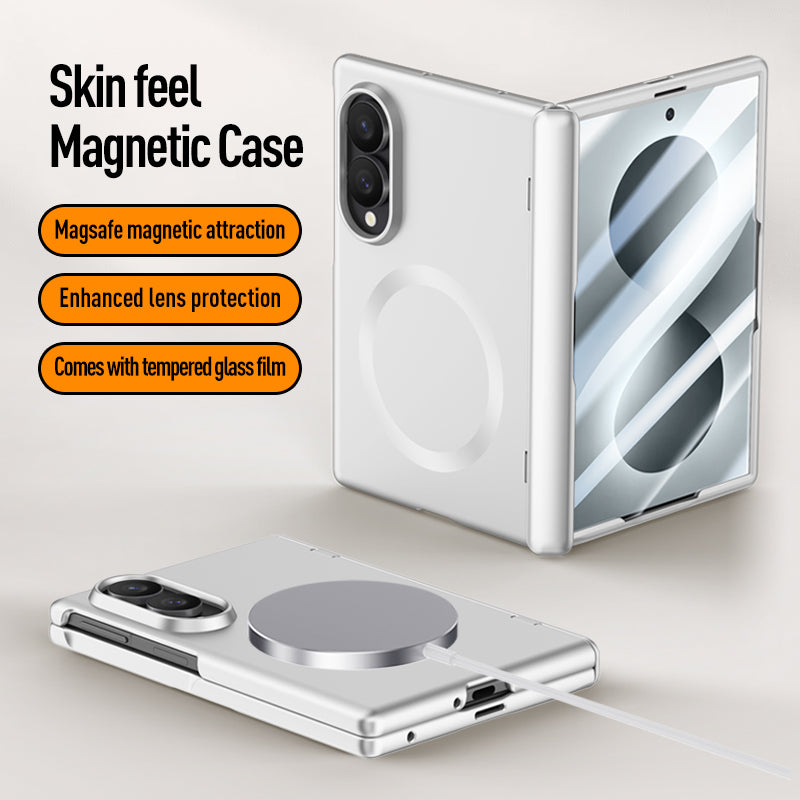 Samsung Galaxy Z Fold 8 Magnetic Skin-Feel Case - Hinge Shield with Built-in Glass [Black]