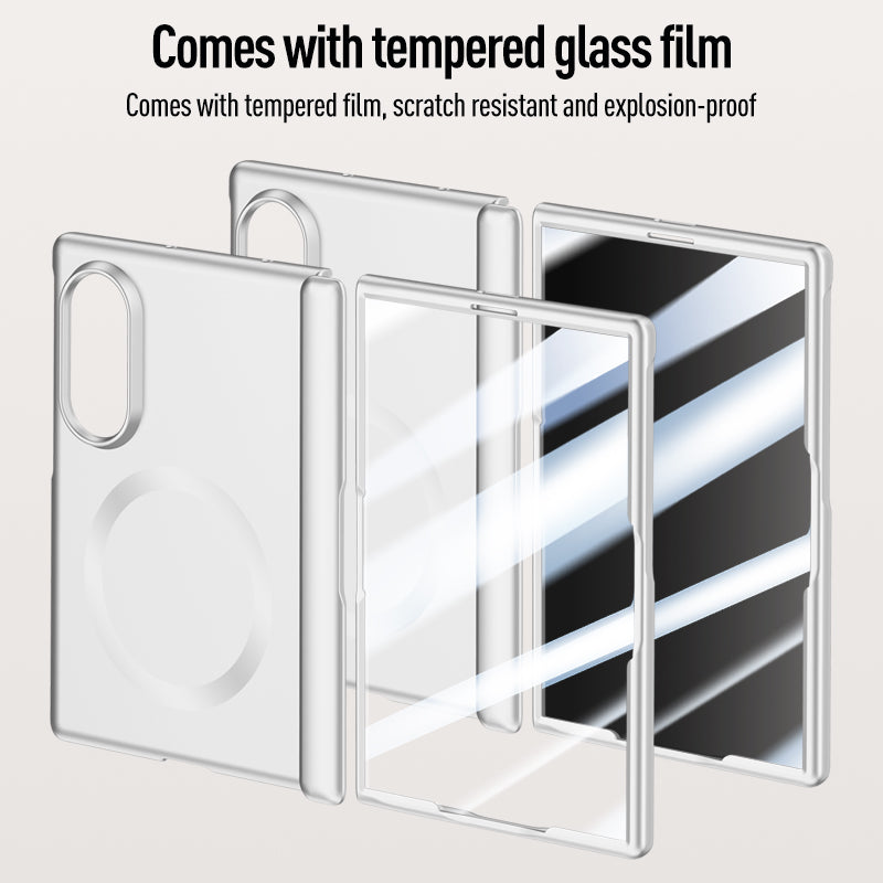 Samsung Galaxy Z Fold 8 Magnetic Skin-Feel Case - Hinge Shield with Built-in Glass [Black]