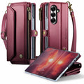 Galaxy Z Fold 8 Ultra CaseMe Crossbody Wallet Case with Strap, Card Slots & Zipper Pocket [Maroon] - Maroon
