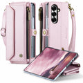 Galaxy Z Fold 8 Ultra CaseMe Crossbody Wallet Case with Strap, Card Slots & Zipper Pocket [Pink] - Pink