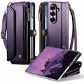 Galaxy Z Fold 8 Ultra CaseMe Crossbody Wallet Case with Strap, Card Slots & Zipper Pocket [Purple] - Purple