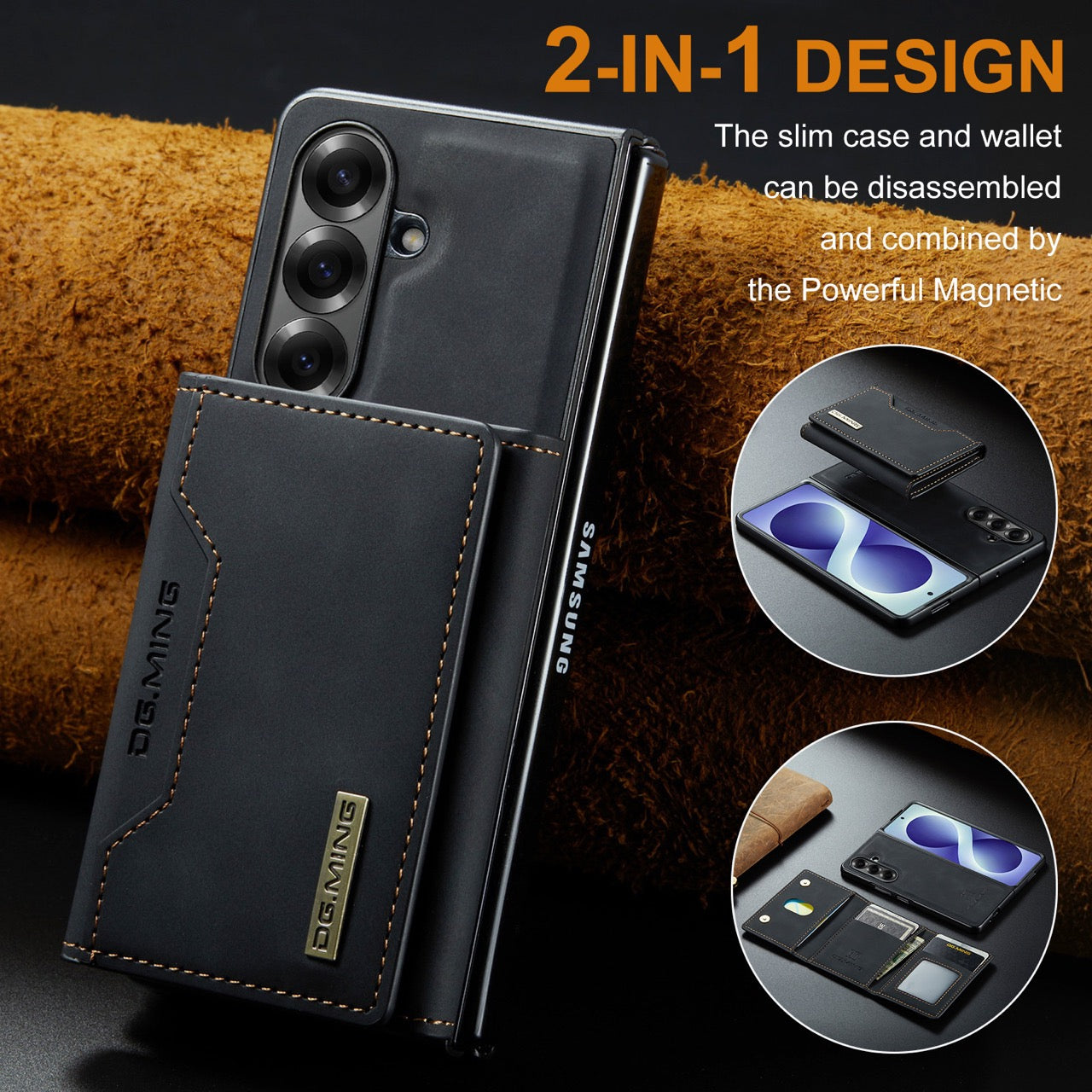 Samsung Galaxy Z Fold 8 Ultra DG.MING Detachable Wallet Leather Case [Black]