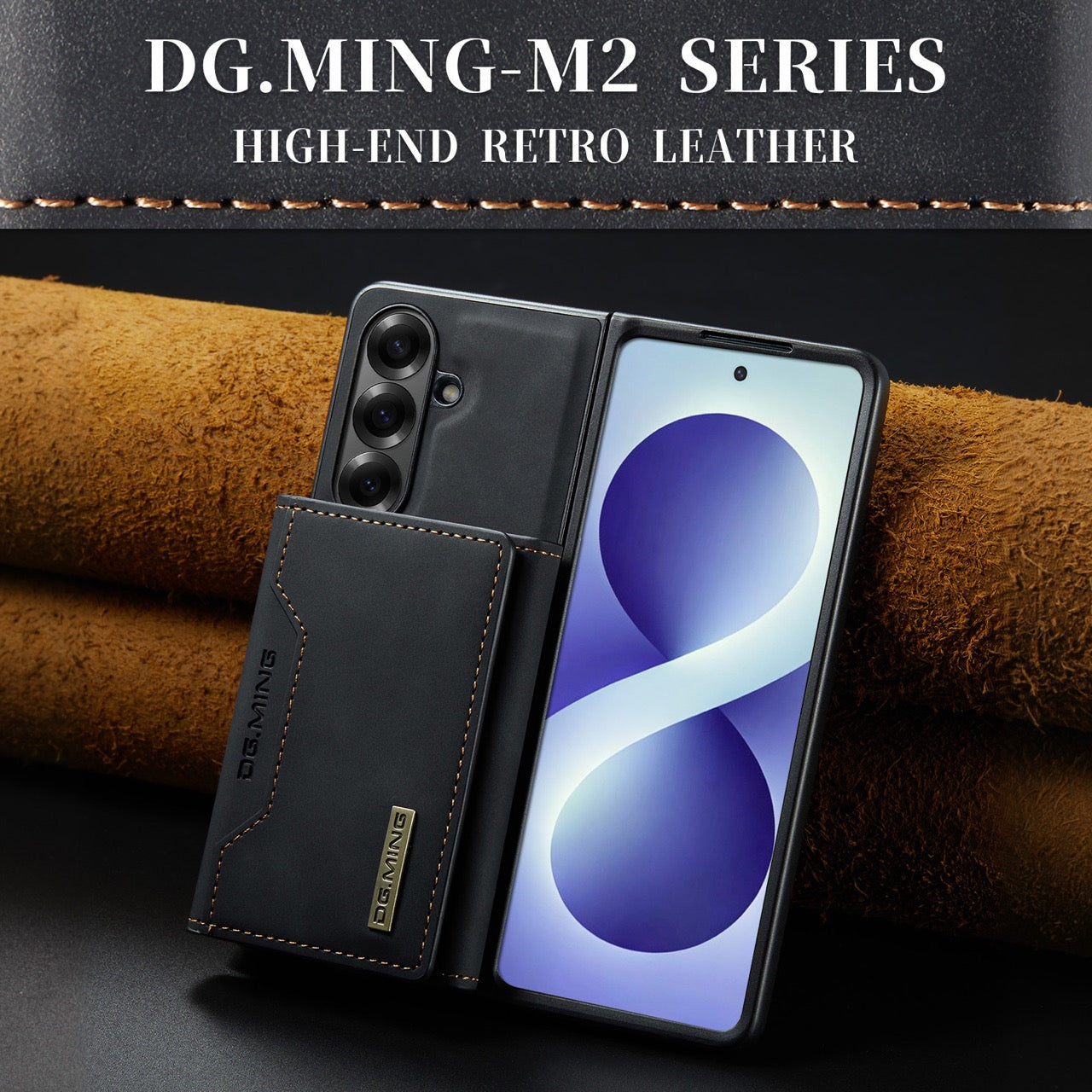 Samsung Galaxy Z Fold 8 Ultra DG.MING Detachable Wallet Leather Case [Black]