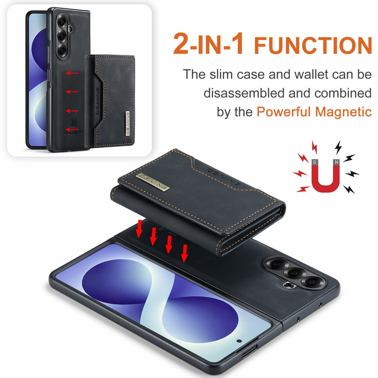 Samsung Galaxy Z Fold 8 Ultra DG.MING Detachable Wallet Leather Case [Black]
