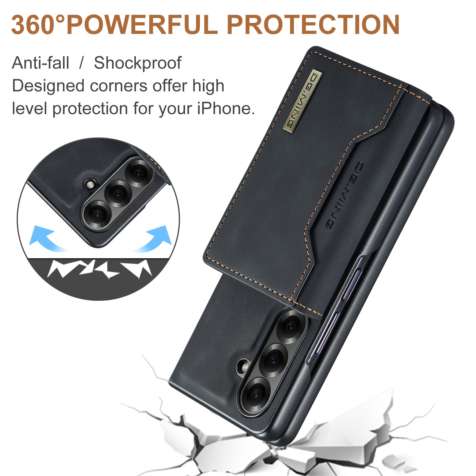 Samsung Galaxy Z Fold 8 Ultra DG.MING Detachable Wallet Leather Case [Black]