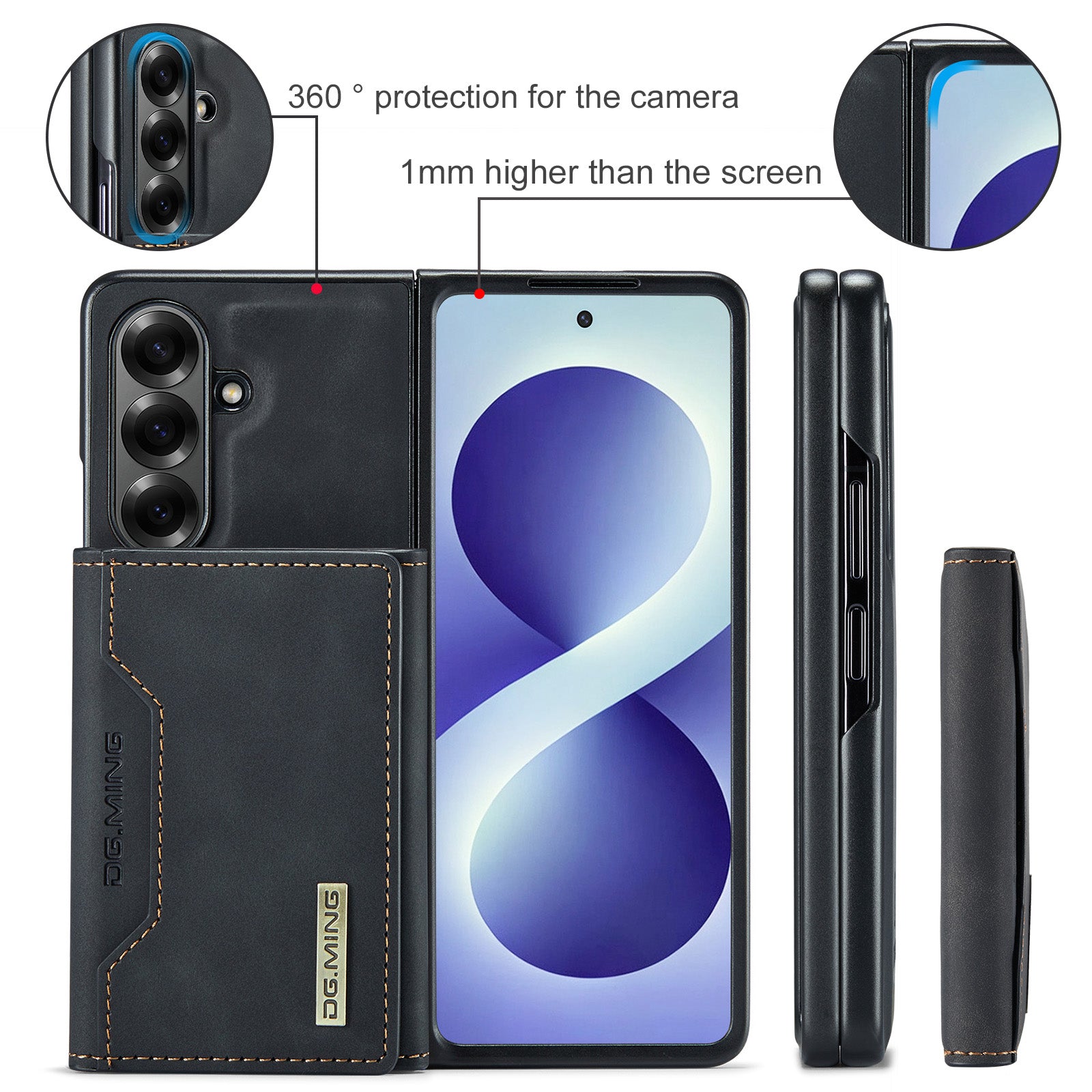 Samsung Galaxy Z Fold 8 Ultra DG.MING Detachable Wallet Leather Case [Black]