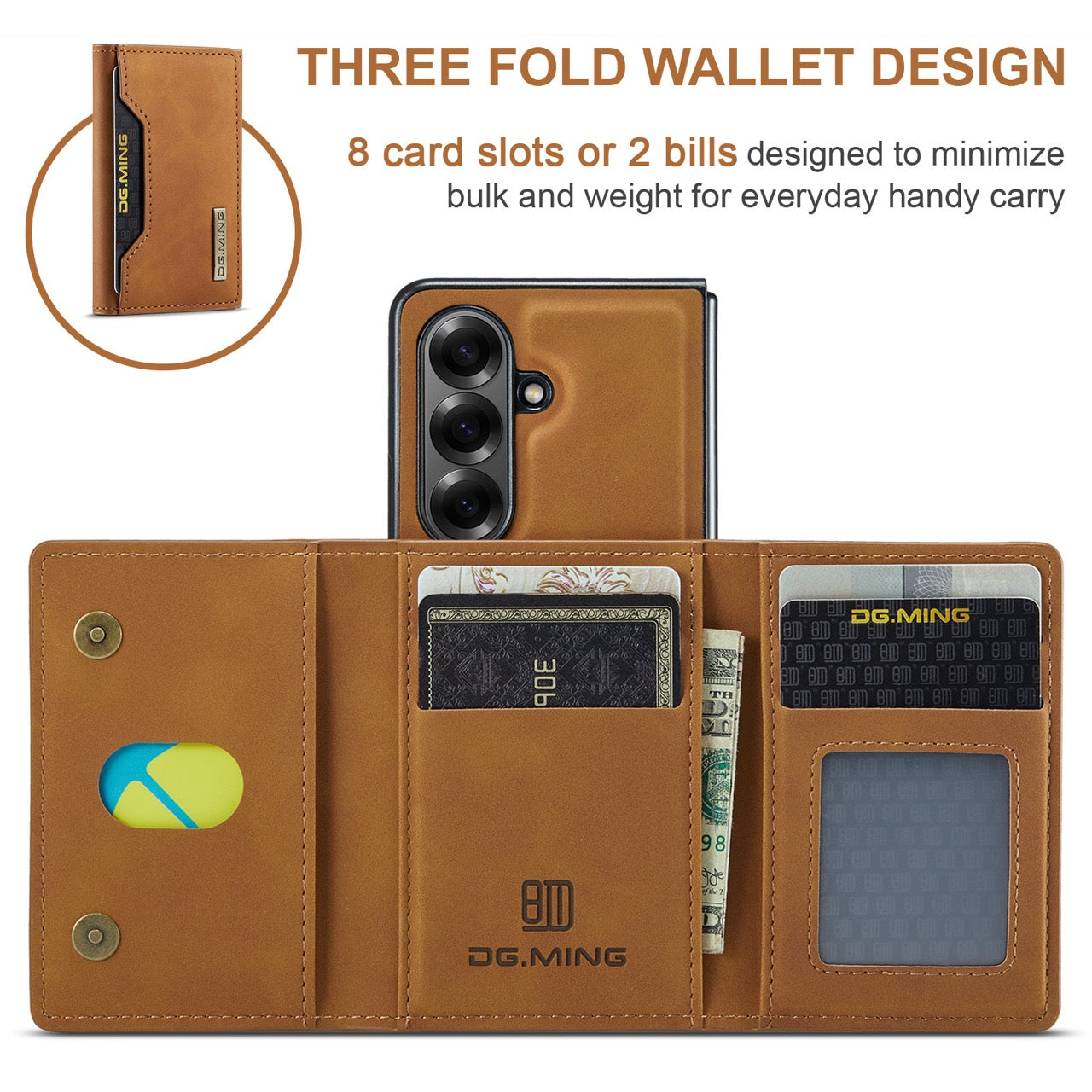 Samsung Galaxy Z Fold 8 Ultra DG.MING Detachable Wallet Leather Case [Brown]