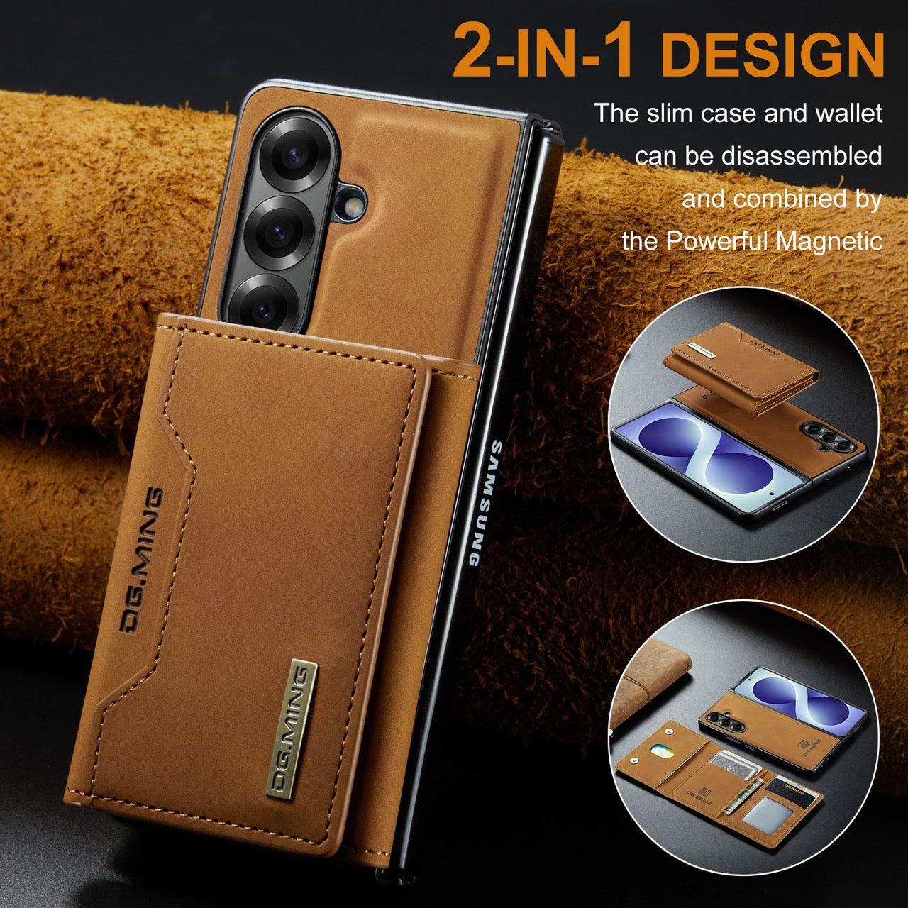 Samsung Galaxy Z Fold 8 Ultra DG.MING Detachable Wallet Leather Case [Brown]