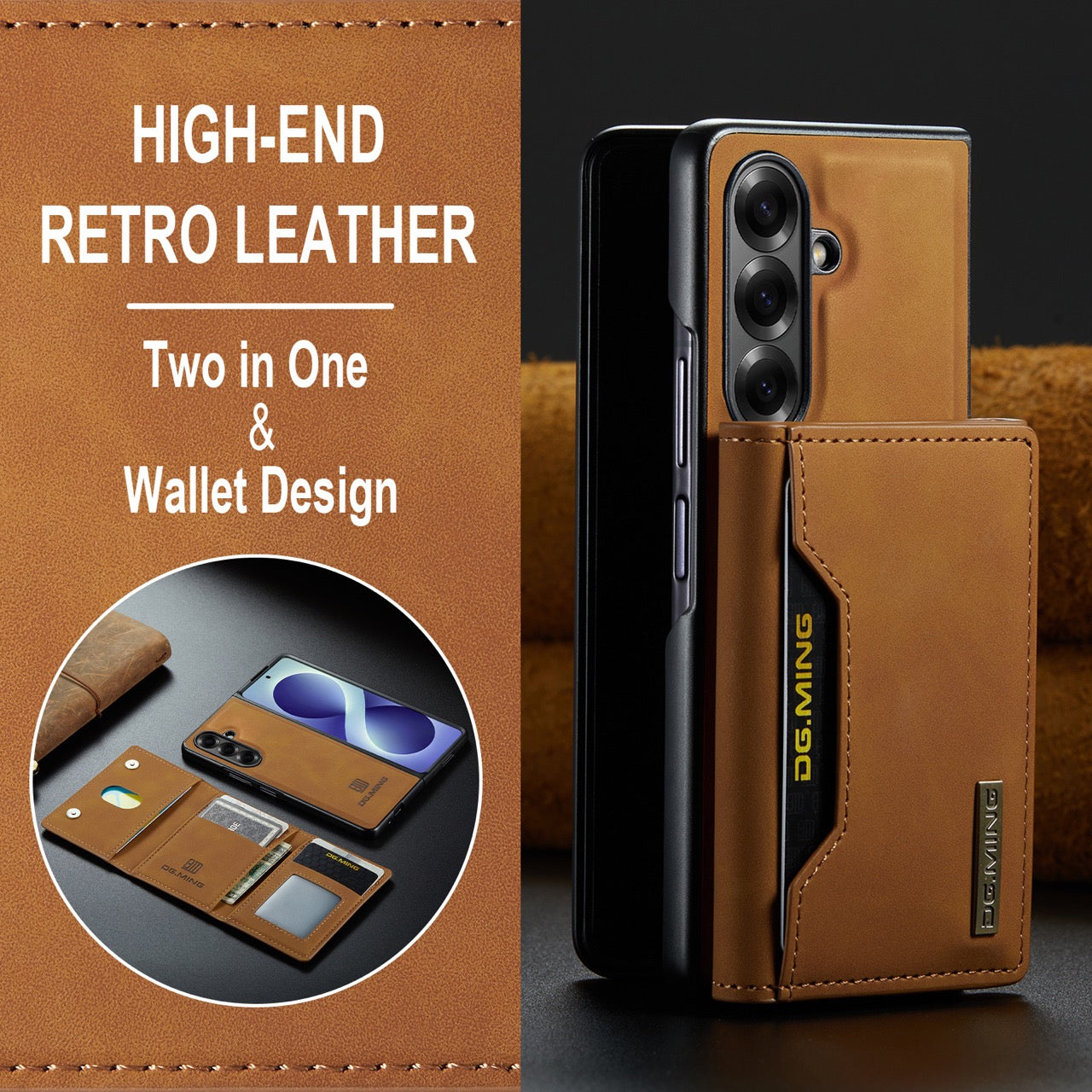 Samsung Galaxy Z Fold 8 Ultra DG.MING Detachable Wallet Leather Case [Brown]