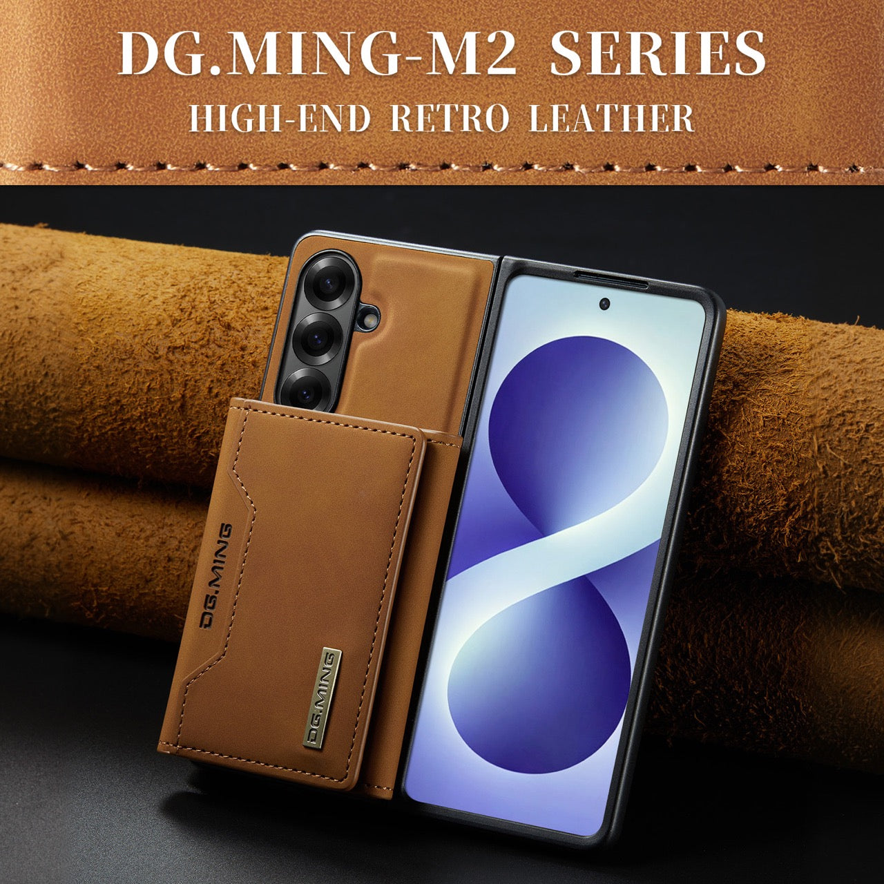 Samsung Galaxy Z Fold 8 Ultra DG.MING Detachable Wallet Leather Case [Brown]