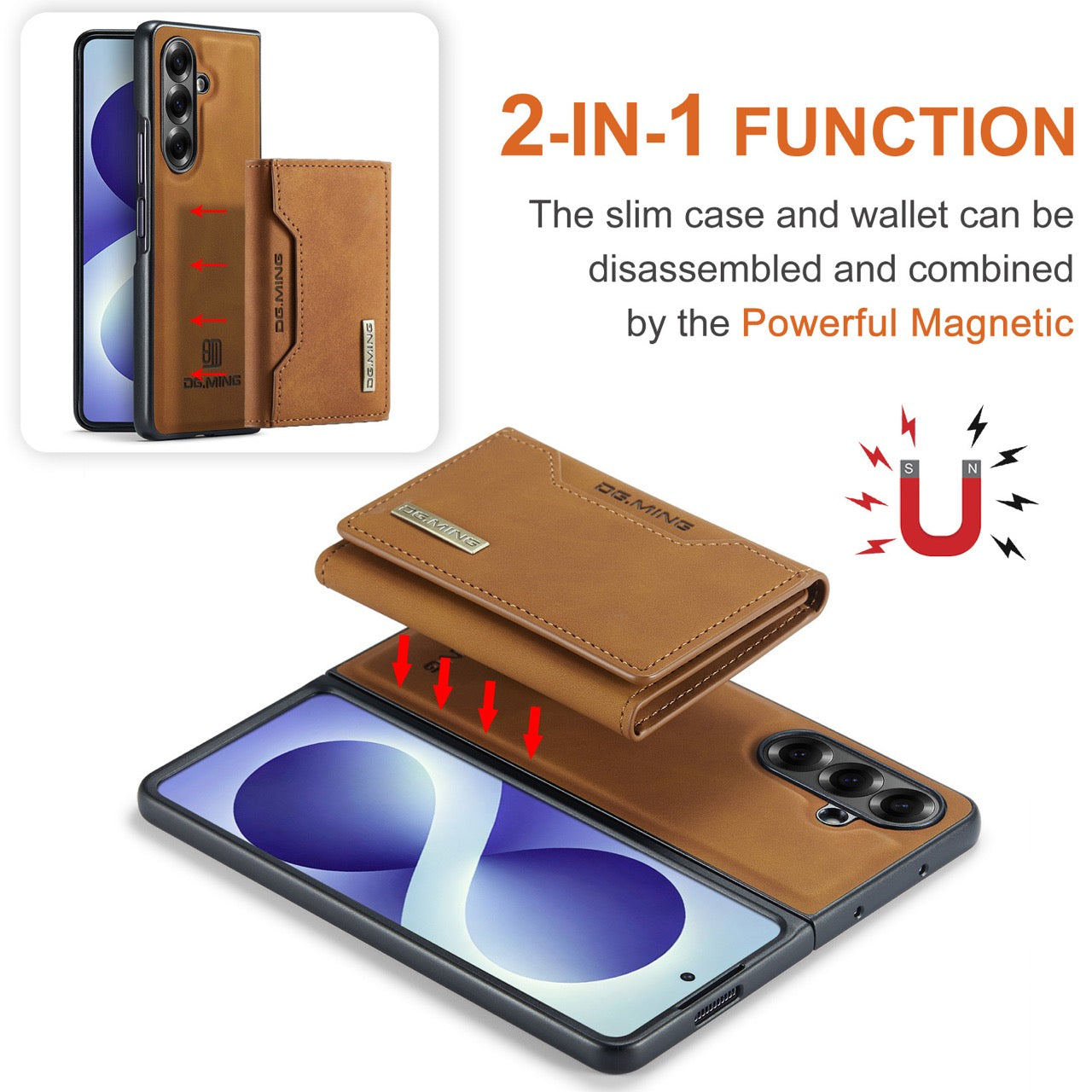 Samsung Galaxy Z Fold 8 Ultra DG.MING Detachable Wallet Leather Case [Brown]