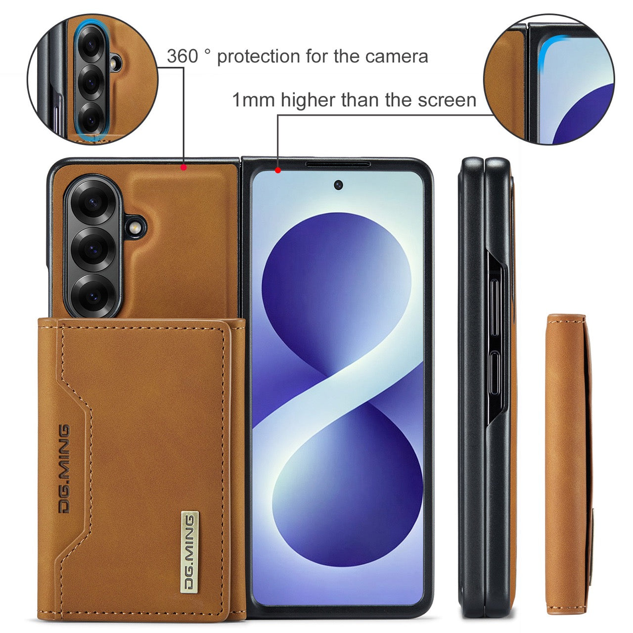 Samsung Galaxy Z Fold 8 Ultra DG.MING Detachable Wallet Leather Case [Brown]