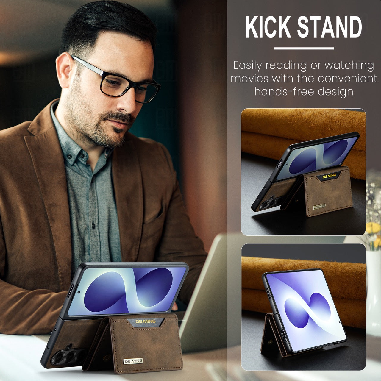 Samsung Galaxy Z Fold 8 Ultra DG.MING Detachable Wallet Leather Case [Coffee]