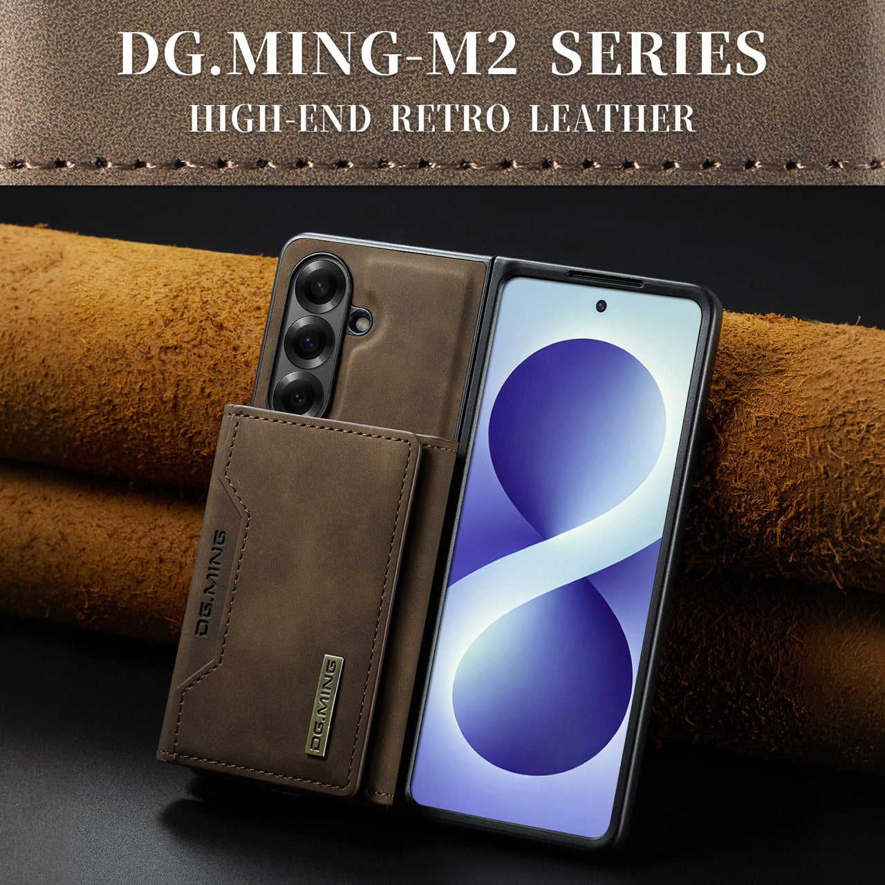 Samsung Galaxy Z Fold 8 Ultra DG.MING Detachable Wallet Leather Case [Coffee]