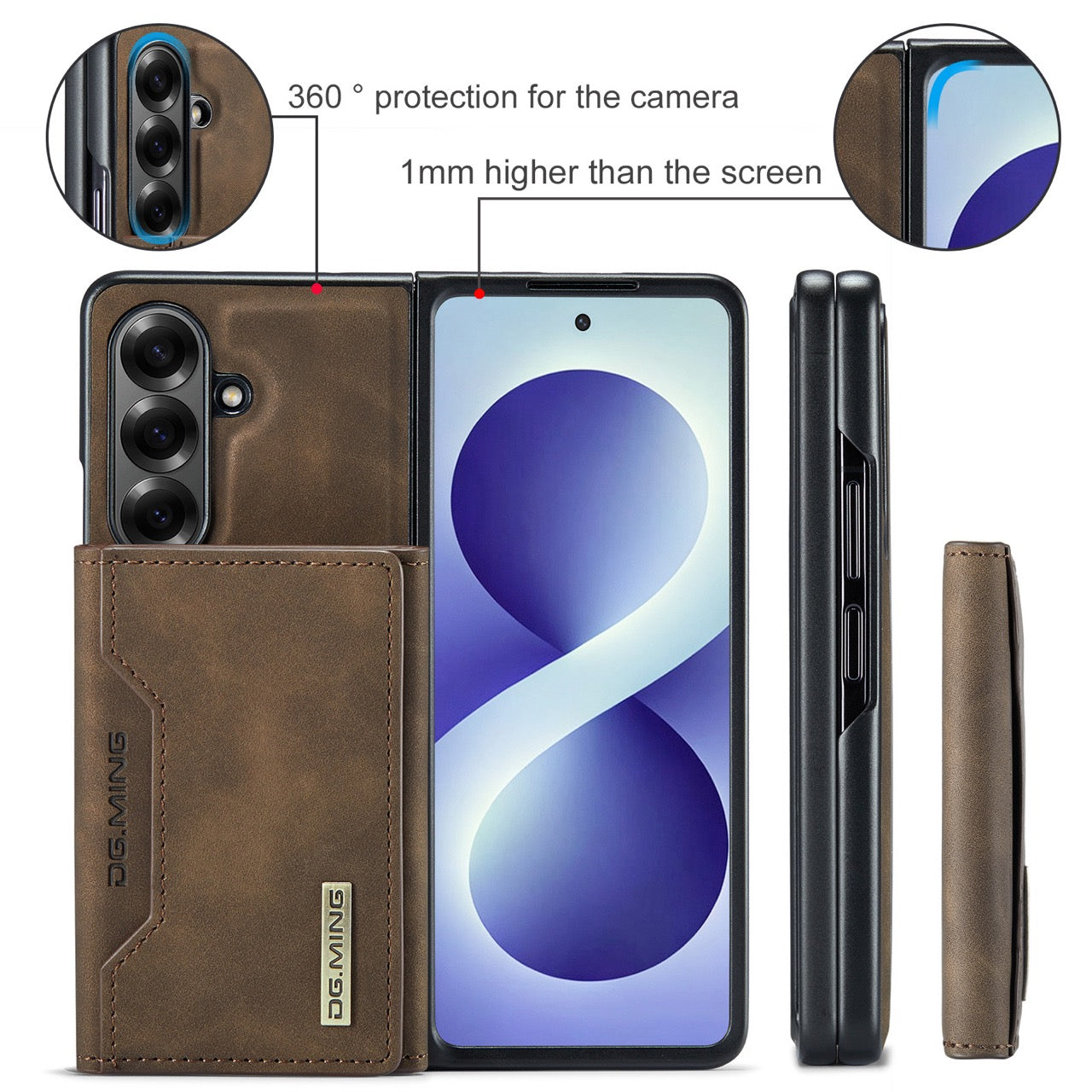 Samsung Galaxy Z Fold 8 Ultra DG.MING Detachable Wallet Leather Case [Coffee]