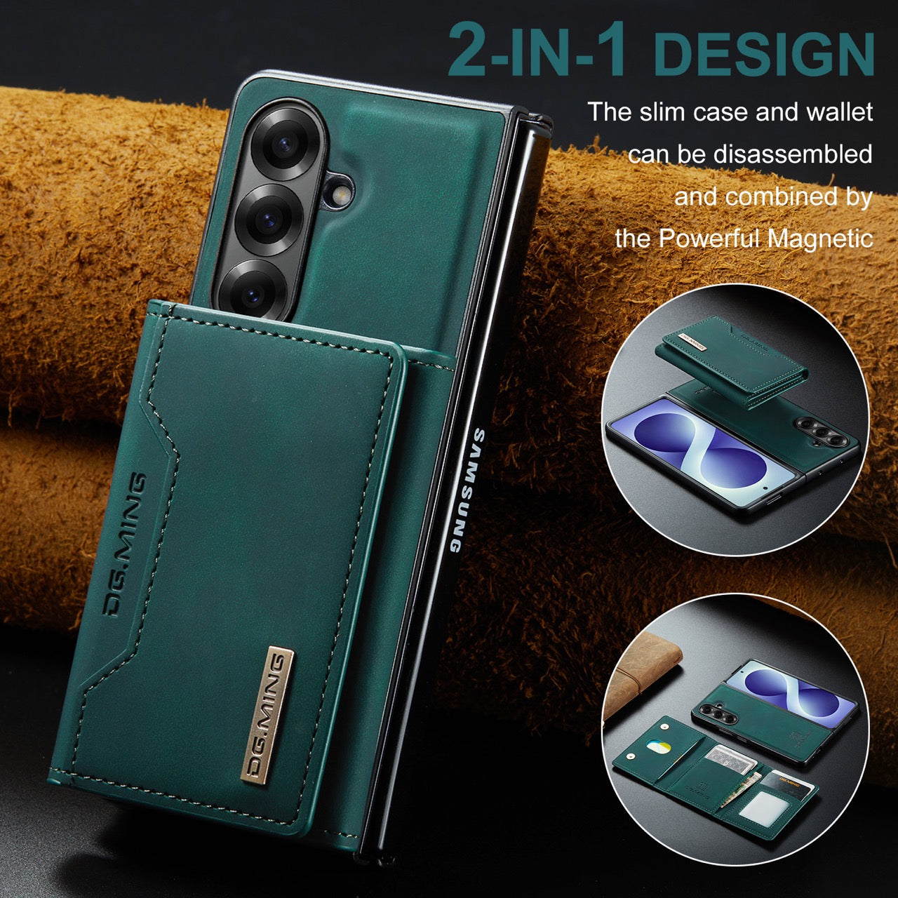 Samsung Galaxy Z Fold 8 Ultra DG.MING Detachable Wallet Leather Case [Green]