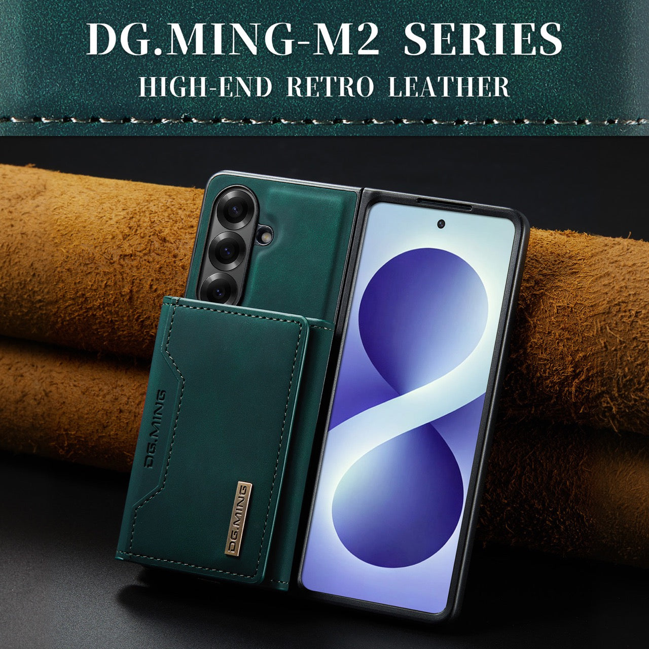 Samsung Galaxy Z Fold 8 Ultra DG.MING Detachable Wallet Leather Case [Green]