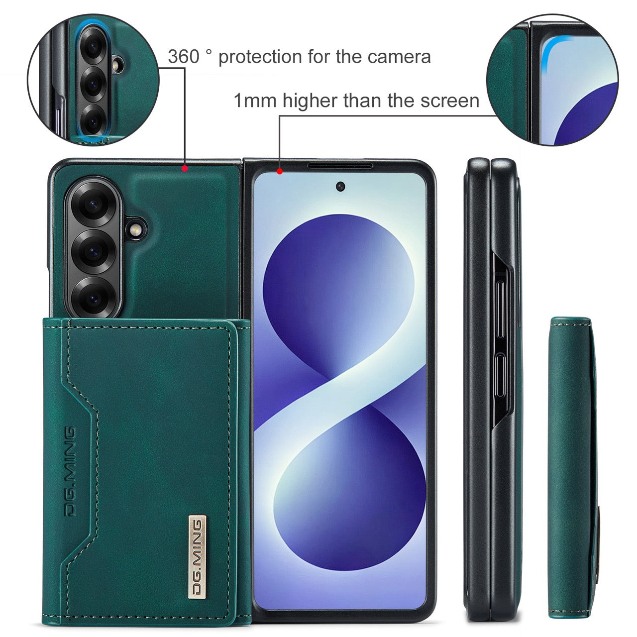 Samsung Galaxy Z Fold 8 Ultra DG.MING Detachable Wallet Leather Case [Green]