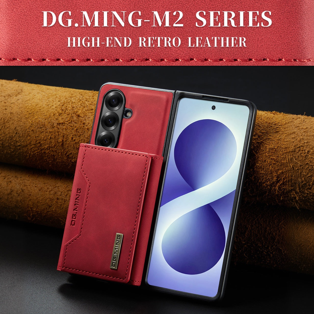 Samsung Galaxy Z Fold 8 Ultra DG.MING Detachable Wallet Leather Case [Red]