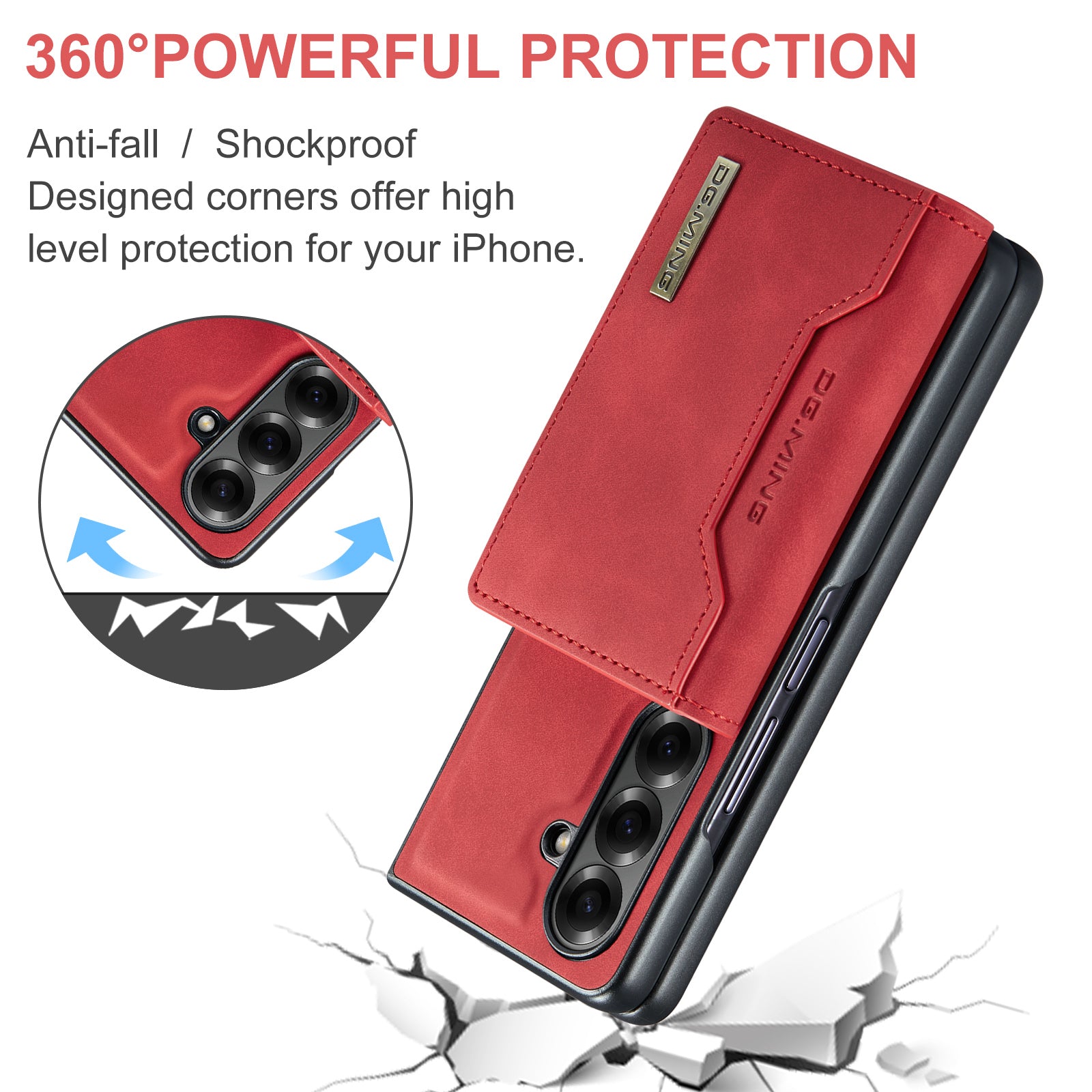 Samsung Galaxy Z Fold 8 Ultra DG.MING Detachable Wallet Leather Case [Red]