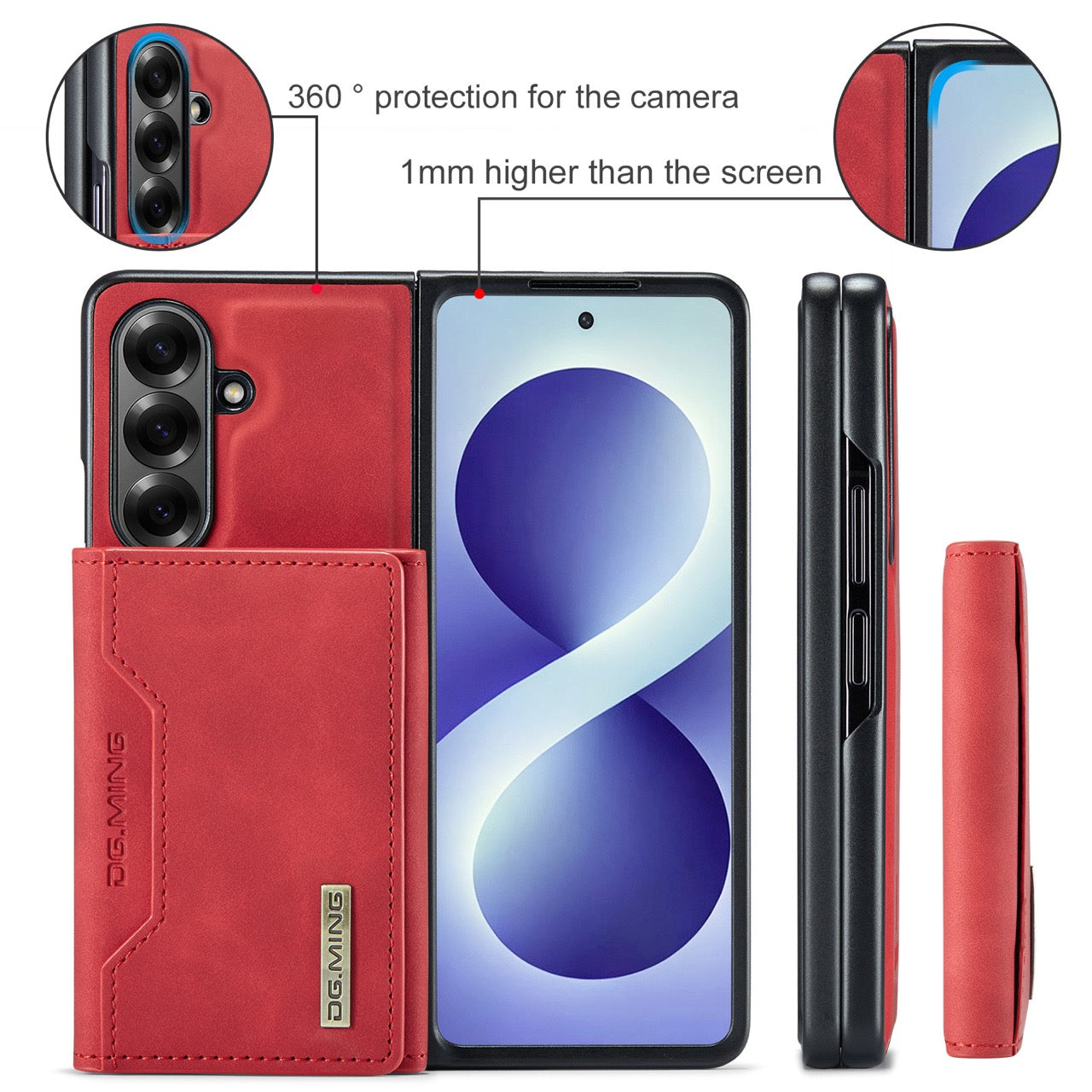 Samsung Galaxy Z Fold 8 Ultra DG.MING Detachable Wallet Leather Case [Red]