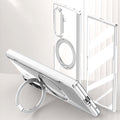 Samsung Galaxy Z Fold 8 Ultra Clear Magnetic Case - 360° Rotating Ring Stand & Hinge Shield [Silver] - Silver