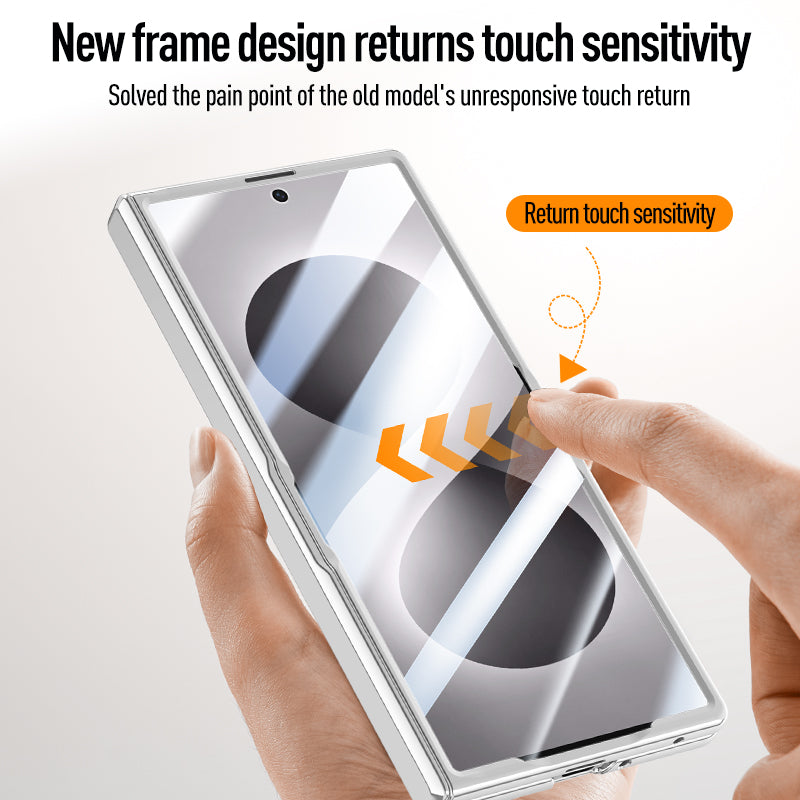 Samsung Galaxy Z Fold 8 Ultra Clear Magnetic Case - 360° Rotating Ring Stand & Hinge Shield [Black]