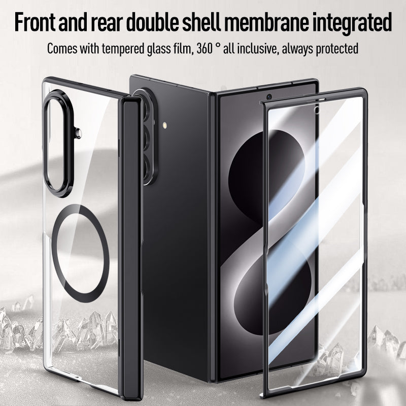 Samsung Galaxy Z Fold 8 Ultra Clear MagSafe Hinge Case with Built-in Tempered Glass [Black]