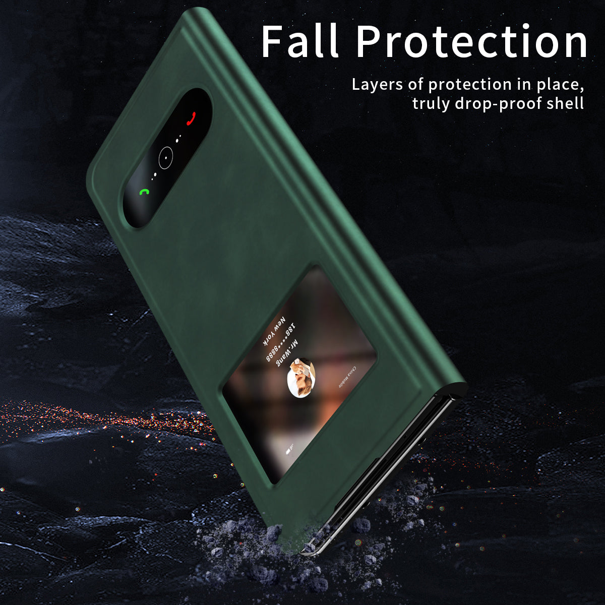 Samsung Galaxy Z Fold 8 Ultra Window Flip Case PU Leather Magnetic Stand Cover - Green