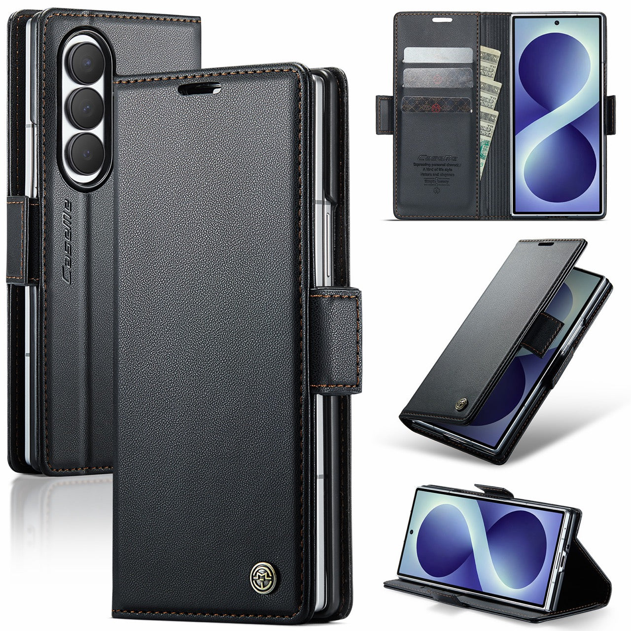 Samsung Galaxy Z Fold 8 Ultra CaseMe Retro Wallet Case [Black]