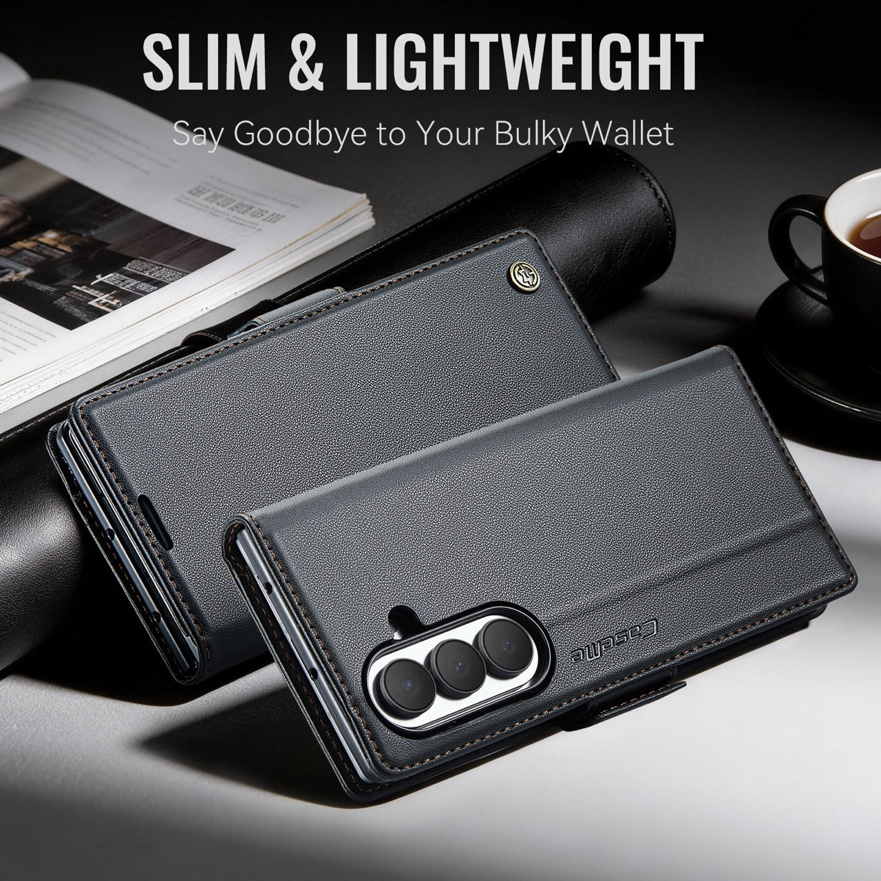 Samsung Galaxy Z Fold 8 Ultra CaseMe Retro Wallet Case [Black]