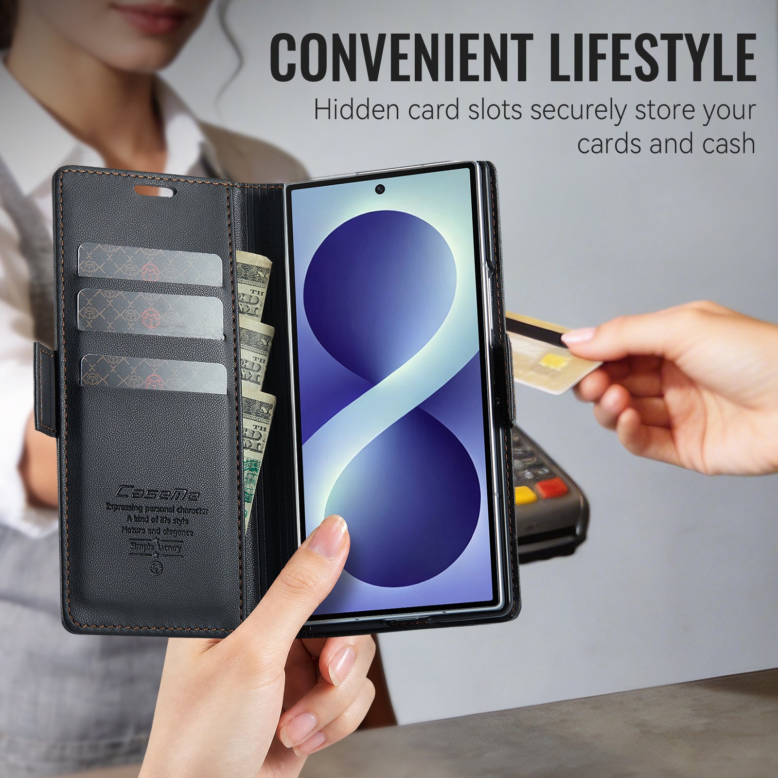 Samsung Galaxy Z Fold 8 Ultra CaseMe Retro Wallet Case [Black]