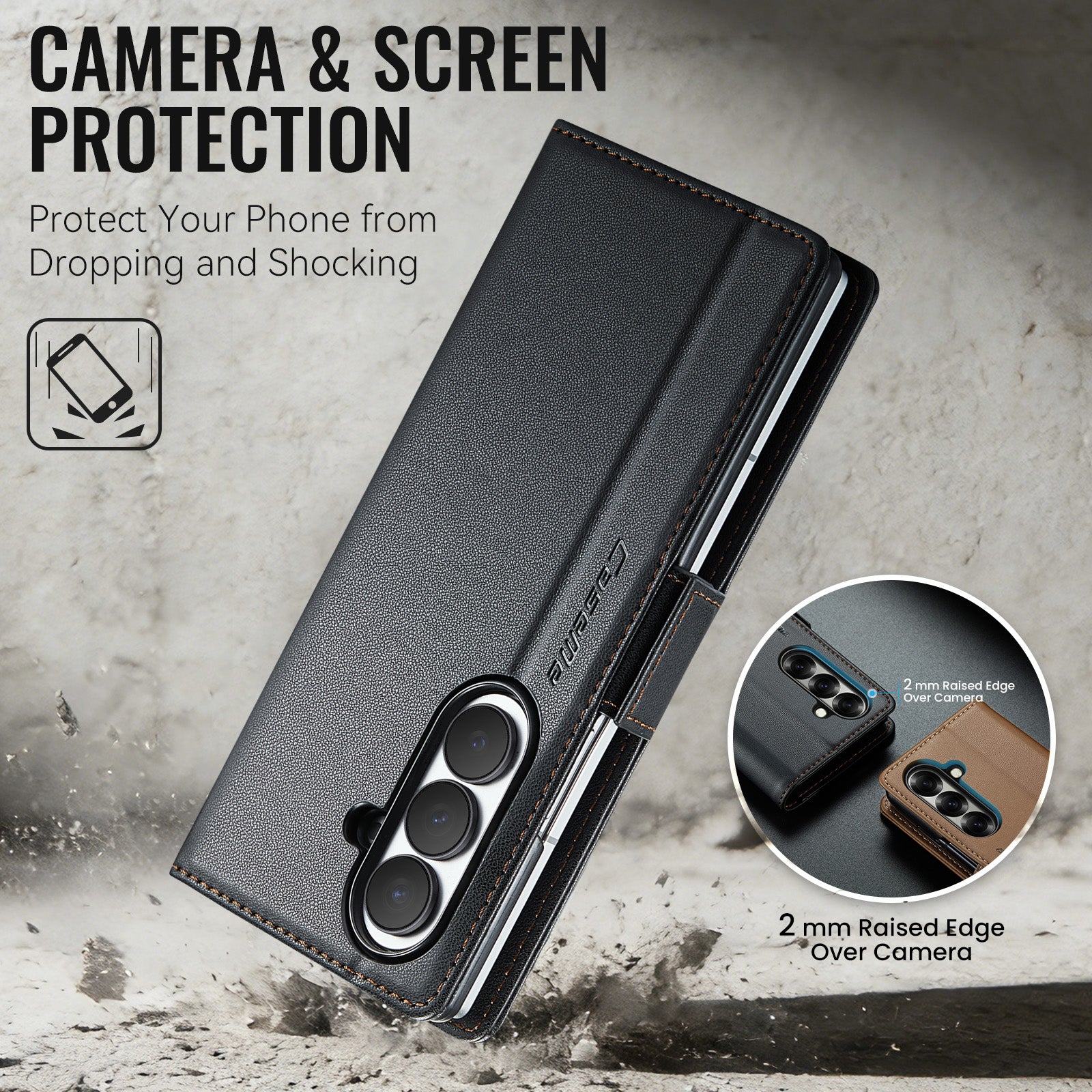 Samsung Galaxy Z Fold 8 Ultra CaseMe Retro Wallet Case [Black]