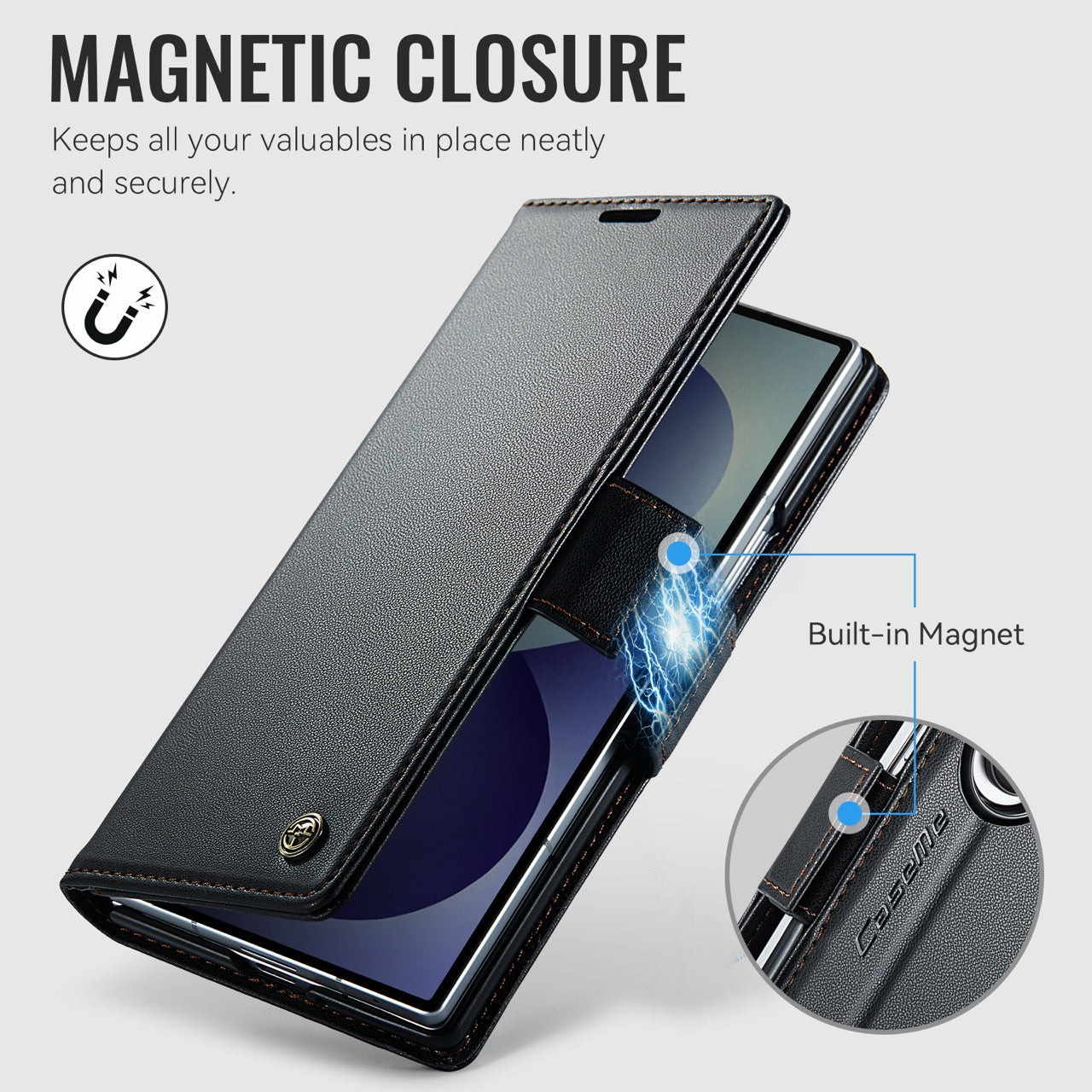 Samsung Galaxy Z Fold 8 Ultra CaseMe Retro Wallet Case [Black]