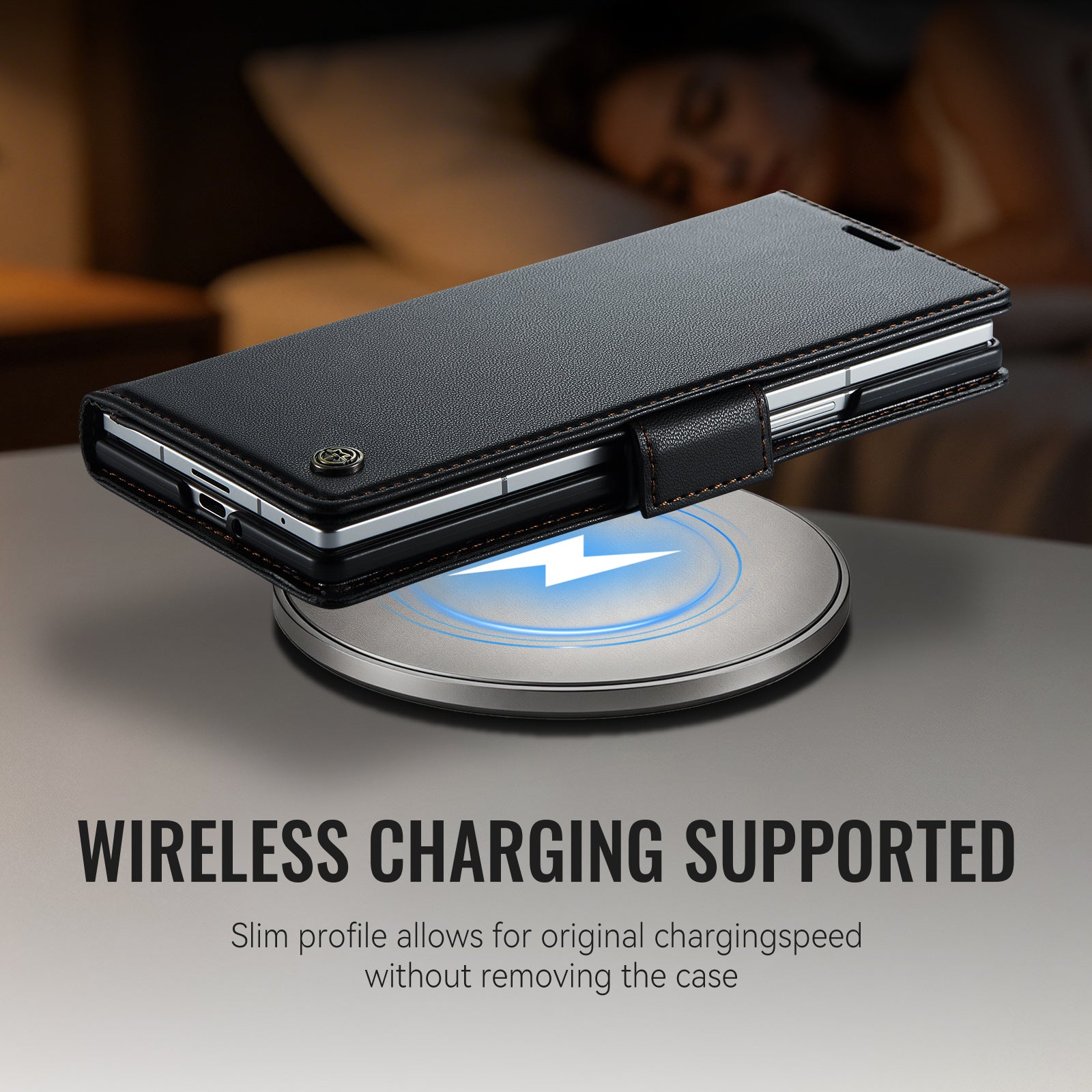 Samsung Galaxy Z Fold 8 Ultra CaseMe Retro Wallet Case [Black]