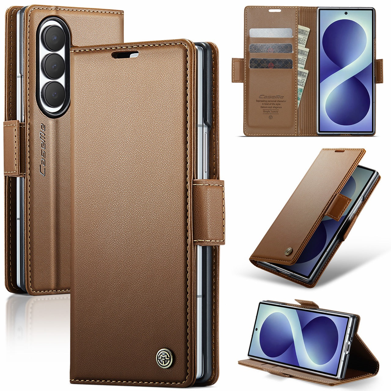 Samsung Galaxy Z Fold 8 Ultra CaseMe Retro Wallet Case [Brown]