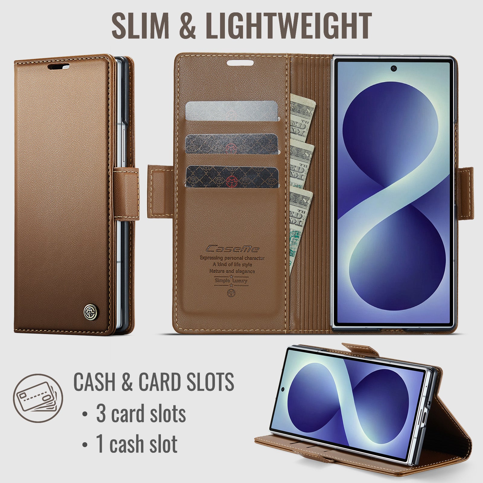 Samsung Galaxy Z Fold 8 Ultra CaseMe Retro Wallet Case [Brown]