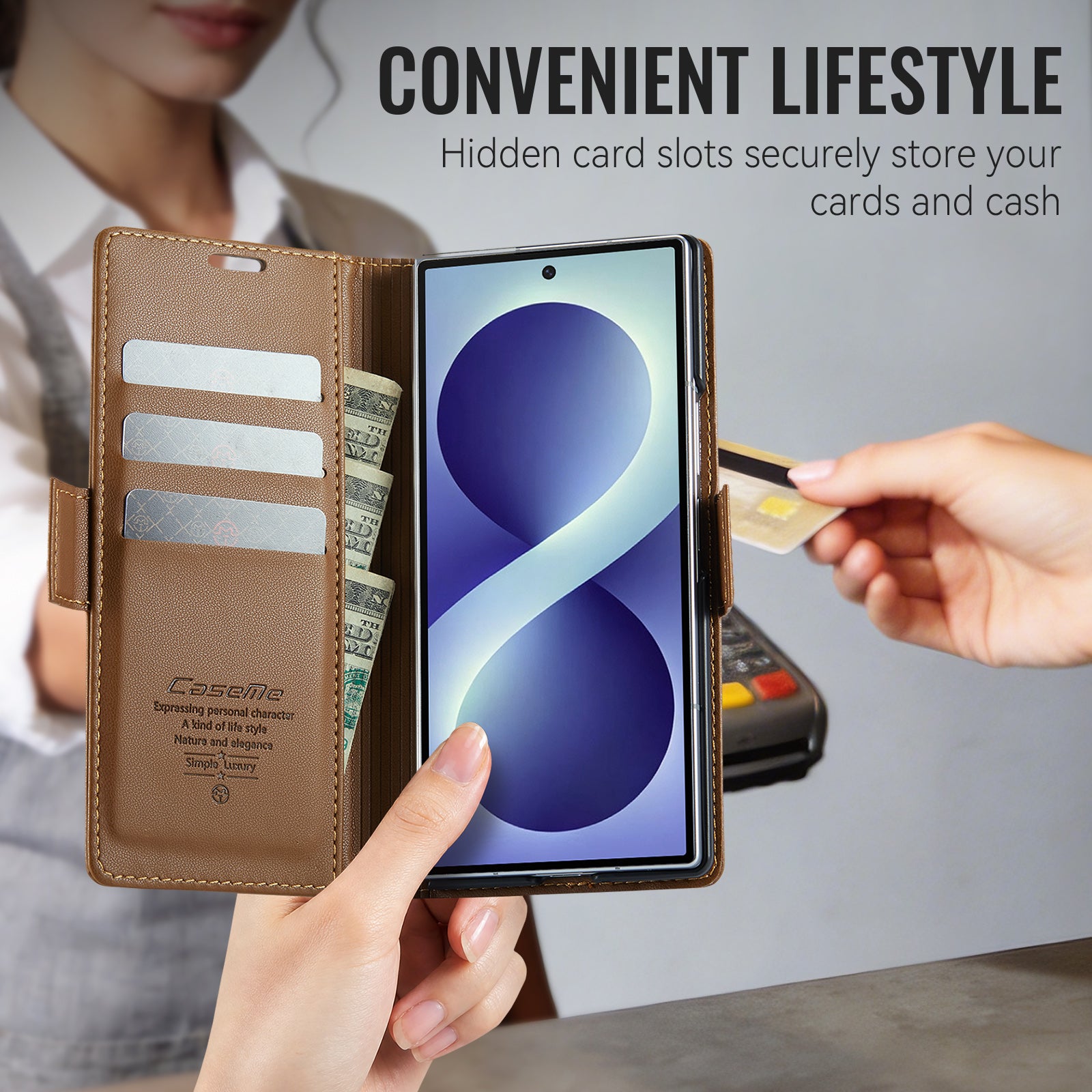 Samsung Galaxy Z Fold 8 Ultra CaseMe Retro Wallet Case [Brown]