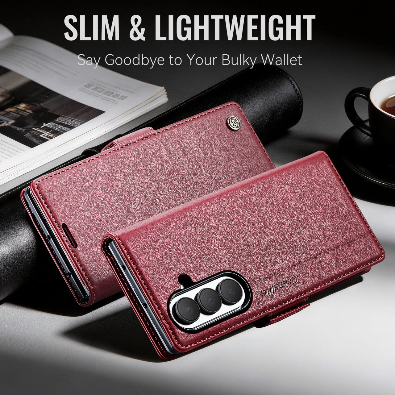 Samsung Galaxy Z Fold 8 Ultra CaseMe Retro Wallet Case [Maroon]