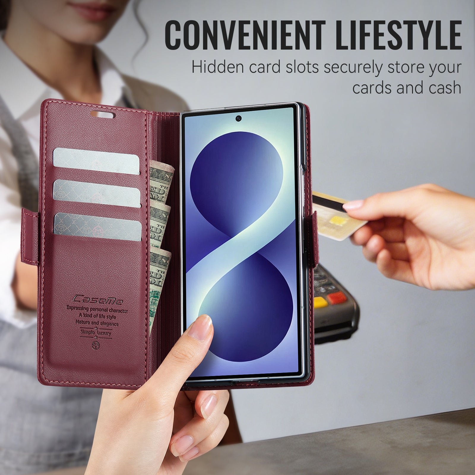 Samsung Galaxy Z Fold 8 Ultra CaseMe Retro Wallet Case [Maroon]