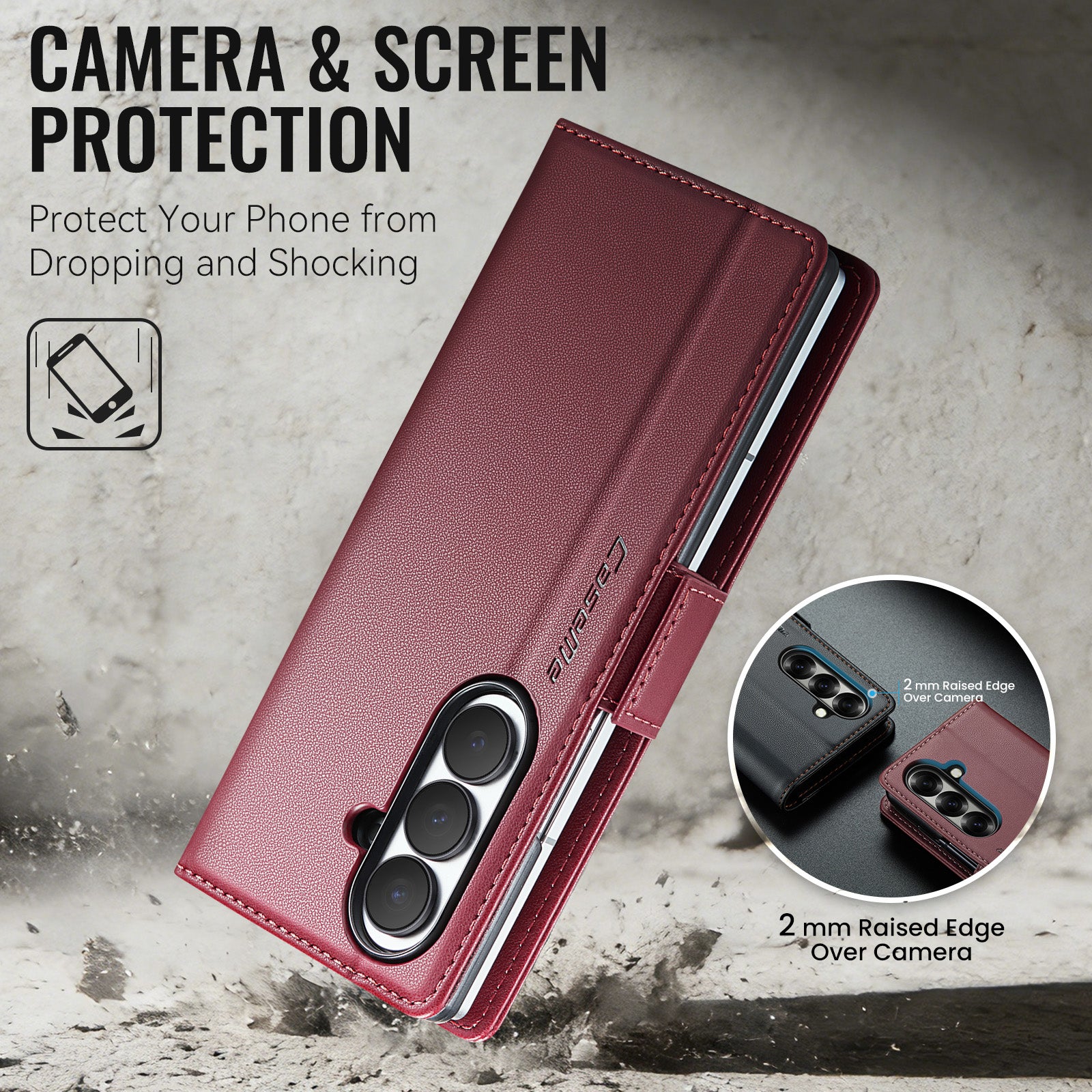 Samsung Galaxy Z Fold 8 Ultra CaseMe Retro Wallet Case [Maroon]