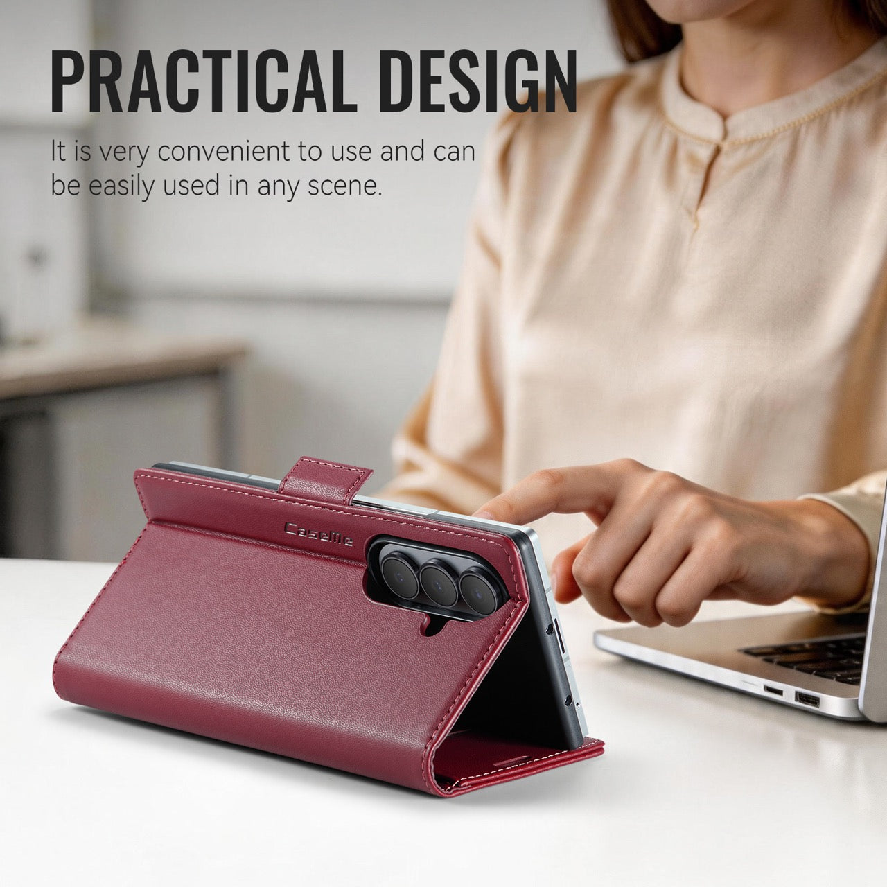 Samsung Galaxy Z Fold 8 Ultra CaseMe Retro Wallet Case [Maroon]