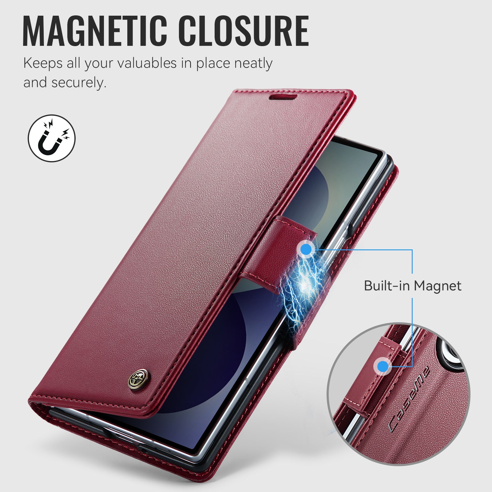 Samsung Galaxy Z Fold 8 Ultra CaseMe Retro Wallet Case [Maroon]