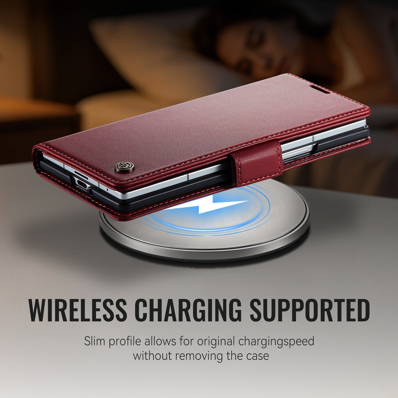 Samsung Galaxy Z Fold 8 Ultra CaseMe Retro Wallet Case [Maroon]