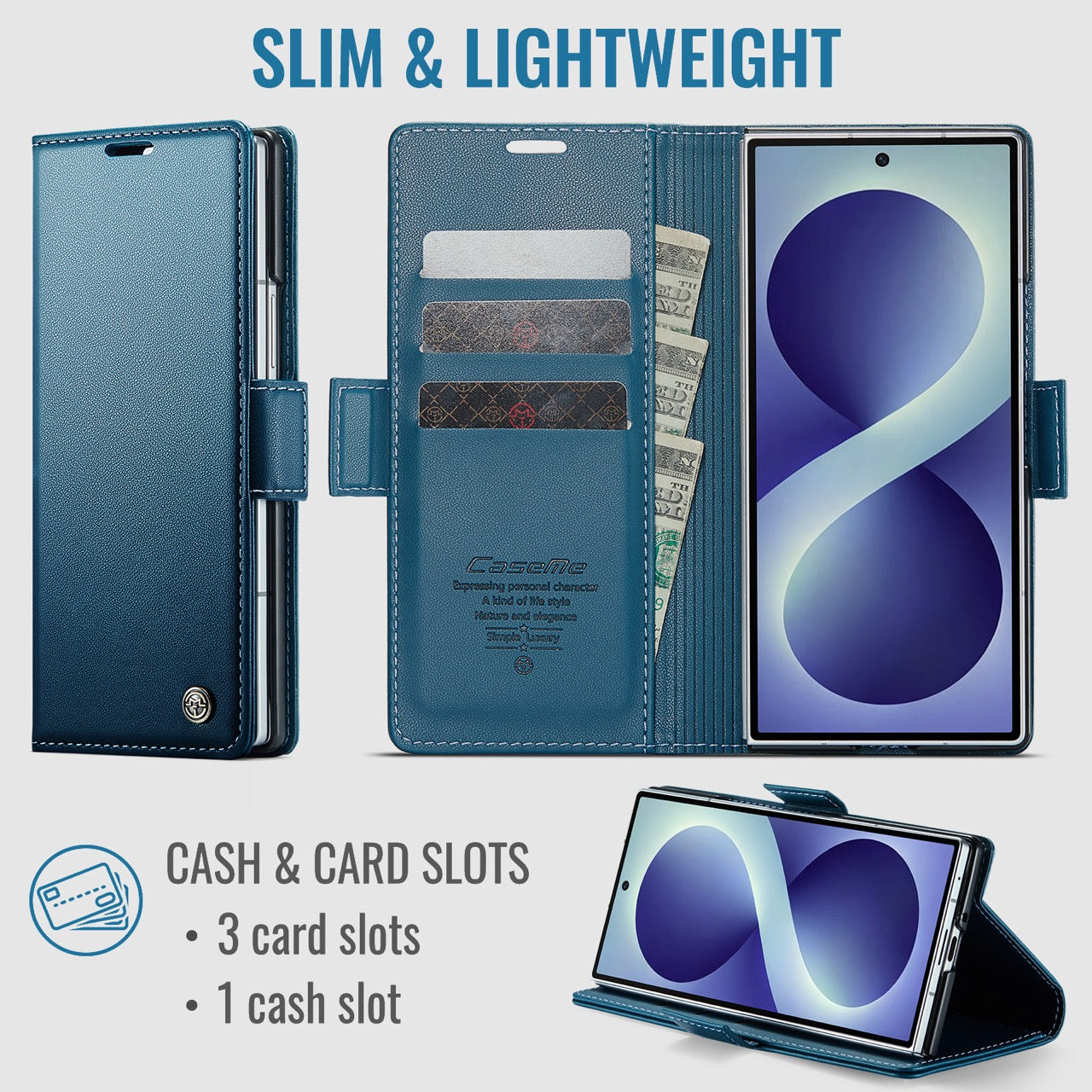 Samsung Galaxy Z Fold 8 Ultra CaseMe Retro Wallet Case [Navy]