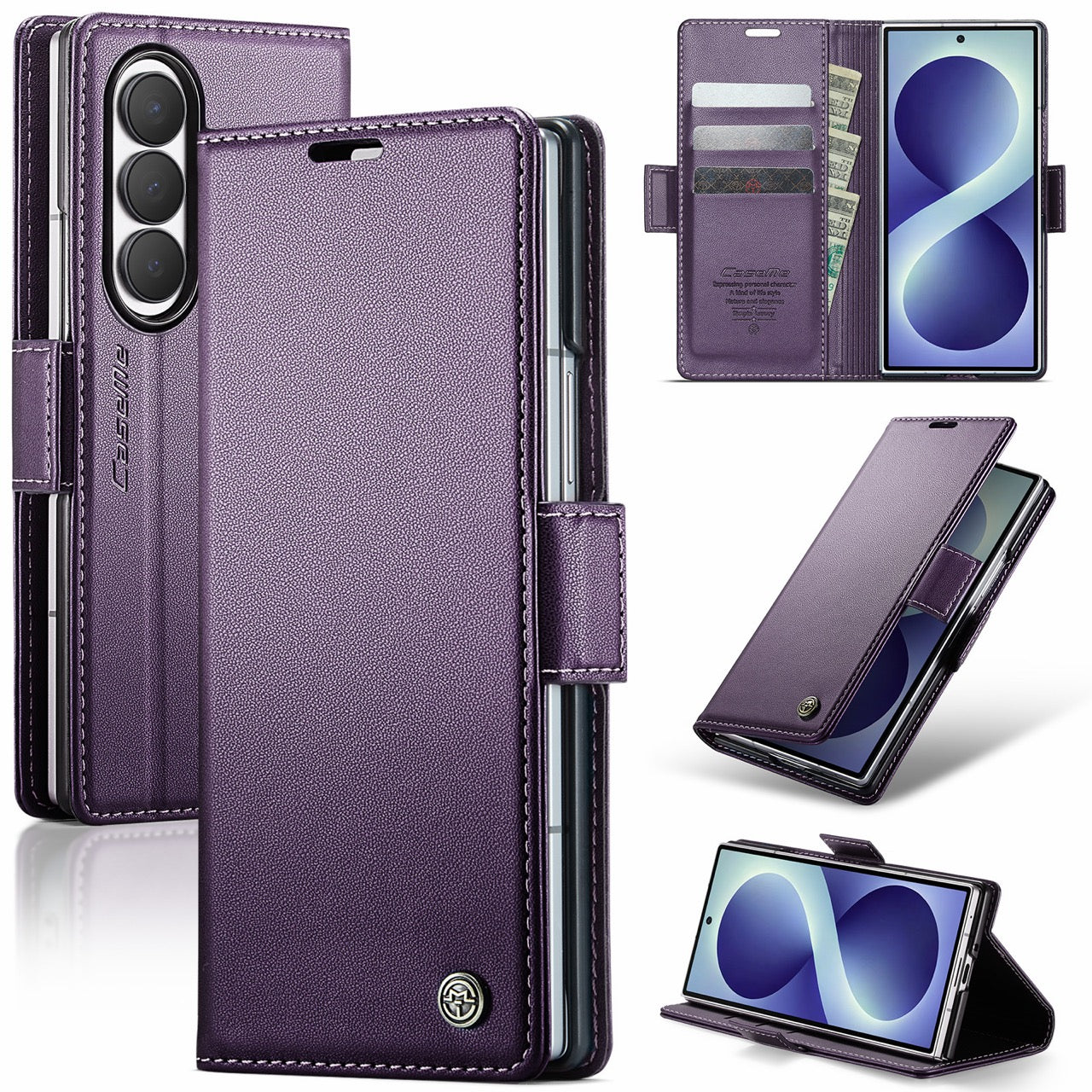 Samsung Galaxy Z Fold 8 Ultra CaseMe Retro Wallet Case [Purple]
